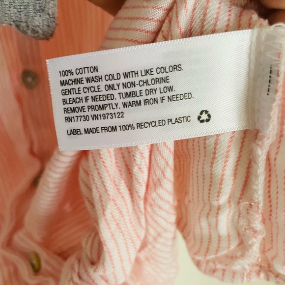 A New Day L Pink Pinstriped Button Front Knot Sleeveless Tank Top - Picture 5 of 7